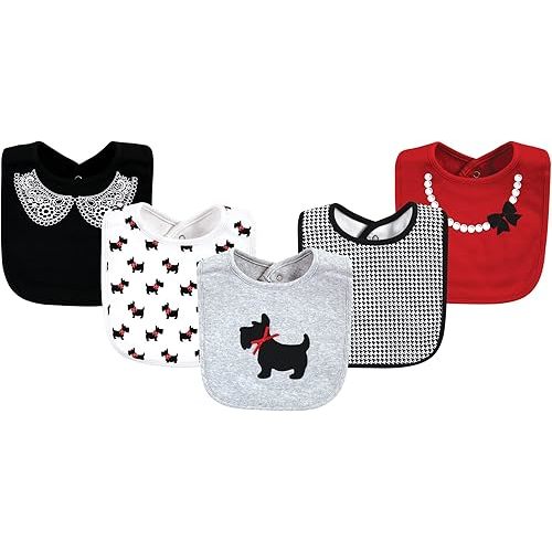 Hudson Baby Unisex Baby Cotton Bibs, Scottie Dog, One Size