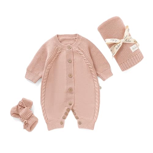 Avibae Baby Cotton 3-Piece Set, Outfit, Blanket and Shoes, Gift for Newborn | Coordinated Outfit With Gift Box and Greeting Card