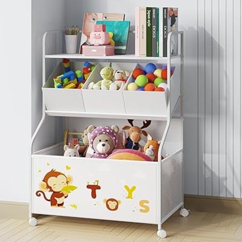 BBLIKE Toy Storage Organizer, Large Toy Box with Wheels for Boys and Girls