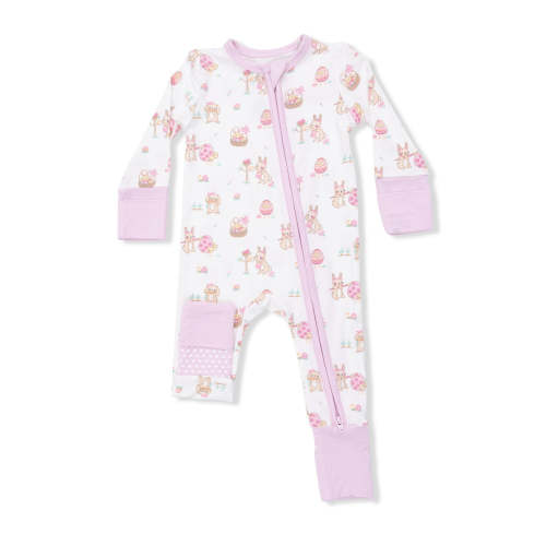 2-Way Zip Romper, Easter Egg Hunt Pink