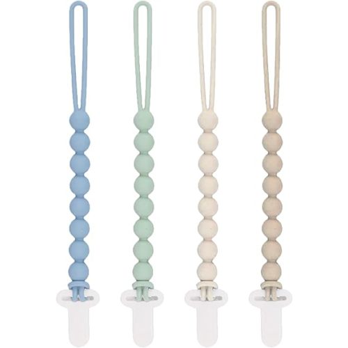 Pacifier Clips Baby Boy - MORIBOX 4 Pack Paci Clip Soothie Baby Binky Holder for Shower Birthday Gift
