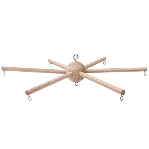 Baby Mobile Kit Frame DIY for Crib Decorative Natural Wooden Wind Chime Equipment Hanger for Infant Boy Girl Home Nursery Creative Craft Wall Balcony Hanging Toy Bell Accessories Bedroom Ceiling Decor
