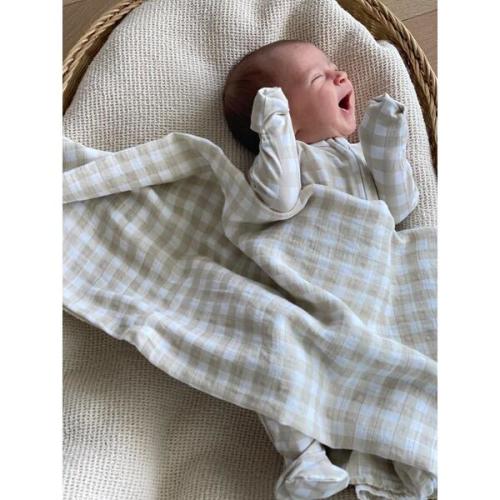 Bamboo Muslin Swaddle Blanket, Gingham - Dear Perli | Maisonette