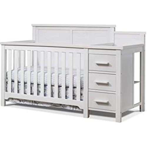Amazon.com : Sorelle Furniture Farmhouse Crib and Changer with Rustic Solid Back Classic -in- Convertible Diaper Changing Table Non-Toxic Finish Wooden Baby Bed Toddler Full-Size Nursery - Weathered White : Baby