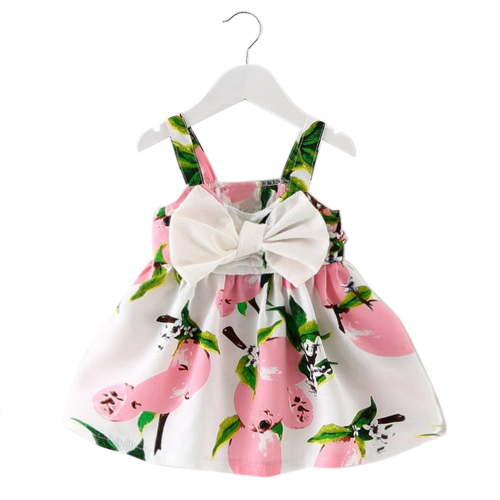 Odeerbi Infant Dress Toddler Girls Floral Slip Dress Lemon Printed Sleeveless Princess Gallus Dress Infant Outfit Baby Clothes Pink