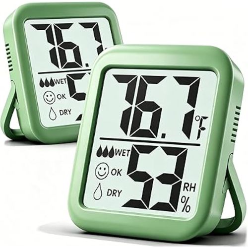 Antonki 2 Pack Room Thermometer for Home, Hygrometer Indoor Humidity Meter Gauge, Digital Temperature and Humidity Monitor Sensor for House, Terrarium, Incubator, Greenhouse - Battery Included