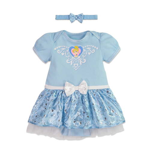 Disney Princess Cinderella Newborn Baby Girls Dress and Headband Newborn to Infant
