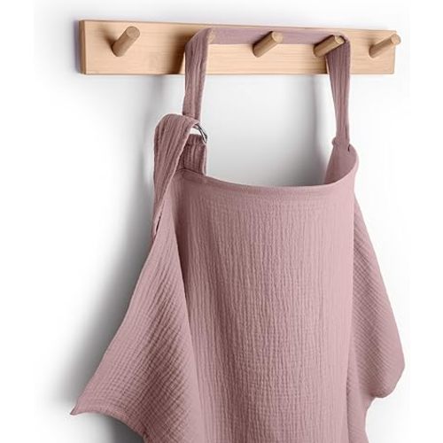 Comfy Cubs Muslin Nursing Cover, Pack of 1, 100% Muslin Breastfeeding Cover - Soft & Breathable Baby Nursing Scarf with Adjustable Neck Strap - Portable, Lightweight & Privacy Coverage - Mauve