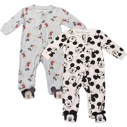 Magic Threadz Disney Clothes Baby Boys 2-Pack Quilted Footed Coveralls Mickey Mouse, Winnie the Pooh and Dumbo (0/3M-6/9M)