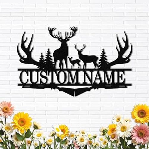 Personalized Deer Metal Cabin Sign | Custom Metal Signs Outdoor | Deer Custom Wall Art | Outdoor Deck Decor | Last Name Deer Monogram | Camping Signs | Deer Hunter Gift | Cabin Decor