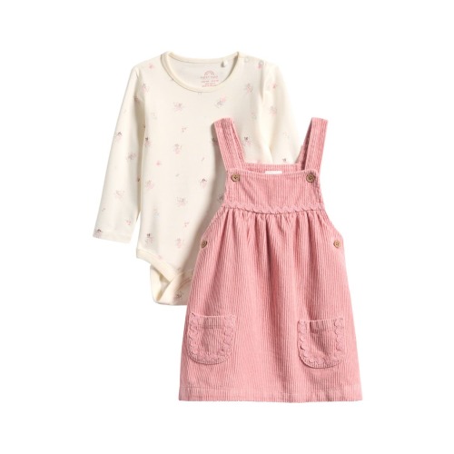 Kids' Corduroy Pinafore Dress & Bodysuit Set