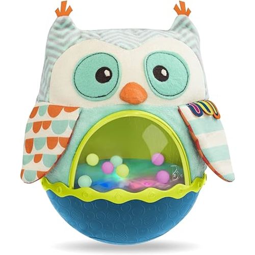 B. toys- B. baby- Owl Be Back- Baby Toy- Crawling- Tummy Time- Sensory & Musical Toy for Babies- Wobbling Toy with Colorful Balls – 6 Months