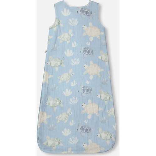 Cotton Jersey Muslin Sleep Sack, Blue Turtle Print - Deux par Deux | Maisonette
