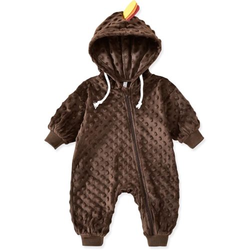 Unutiylo Unisex Baby Boys Girls Long Sleeve Infant Baby Zipper Hooded Jumpsuits Romper Loose Outfit Clothes