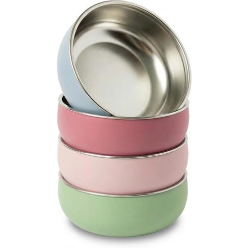 Monkey Proof™ Non-Toxic Stainless Steel Child Bowl 5” with Non-Slip Silicone Shell, Multi-color, (Set of 4 bowls) Unbreakable, Mess Free Feeding for Babies, Toddlers, Kids, BPA free