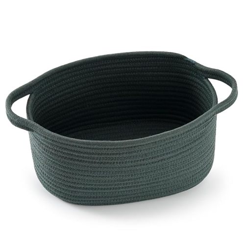 Cute Woven Storage Basket with Handle – Hunter Green Empty Gift Burr Basket for Valentines Day, Birthday, Holiday Gifts, Eco-Friendly, Decorative Organizer Bin for Nursery, Plants