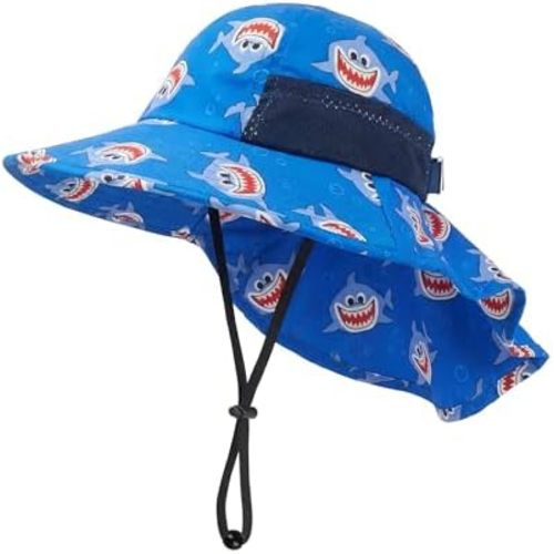 Toddler Baby Sun Hat Kids Summer Beach Essentials Adjustable Beach Hats with Bucket Wide Brim for Boys Girls Age 0-14 Years