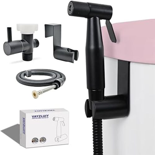 Handheld Toilet Bidet Sprayer for Toilet-Adjustable Water Pressure Control with Bidet Hose for Feminine Wash, Stainless Steel Brushed Nickel Cloth Diaper for Baby Wash (Matte Black, 1)