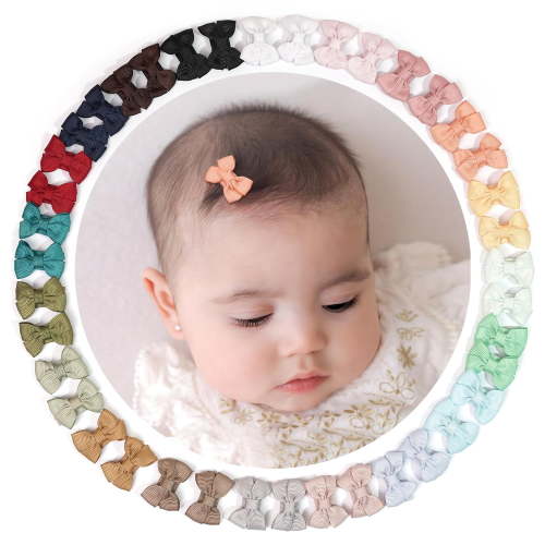 BZCOE Baby Hair Clips 40 Pieces 20 Colors in Pairs Baby Bows Hair Pins Tiny 1.37" Hair Bows Alligator Clips for Girls Infants Toddlers 20 Colors Baby Bows