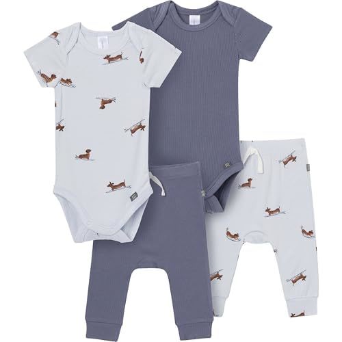 Modern Moments by Gerber Unisex Baby Viscose 4-pack Bodysuit & Pant Set