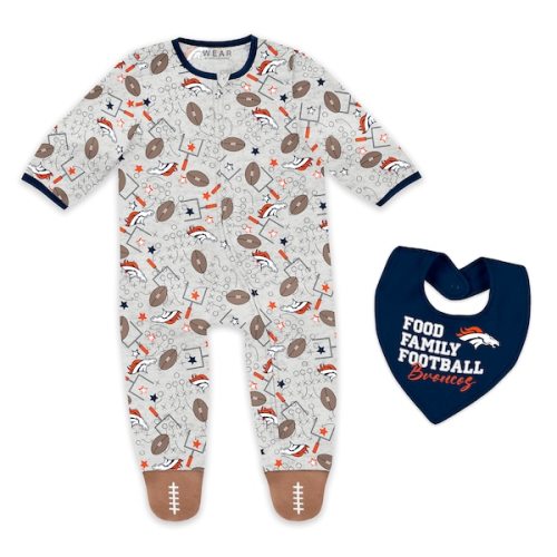 Infant & Newborn Denver Broncos WEAR by Erin Andrews Sleep and Play Full-Zip Sleeper & Bib Set