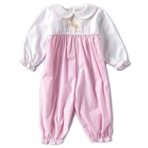 Petit Ami Baby Girls 3-24 Months Long Sleeve Noah's Ark Color Block Coverall