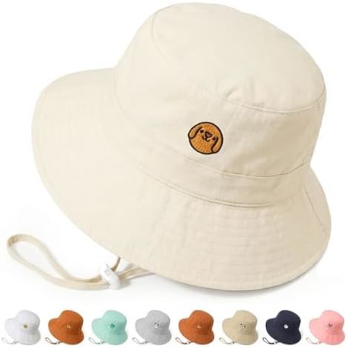 RIVBOS Baby Sun Hat UPF 50+ Cute Animal Pattern Summer Beach Kids Toddler Bucket Hat for Boys Girls 0-7 Years