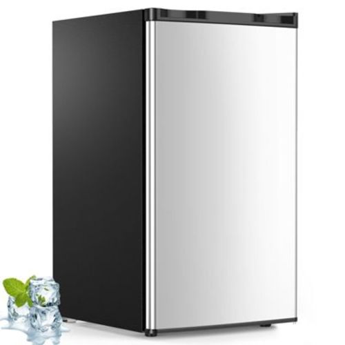 Kismile 3.2 Cu.ft Mini Fridge with Freezer, Compact Mini Refrigerator with Single Reversible Door, Energy Efficient, Lightweight (Silver)