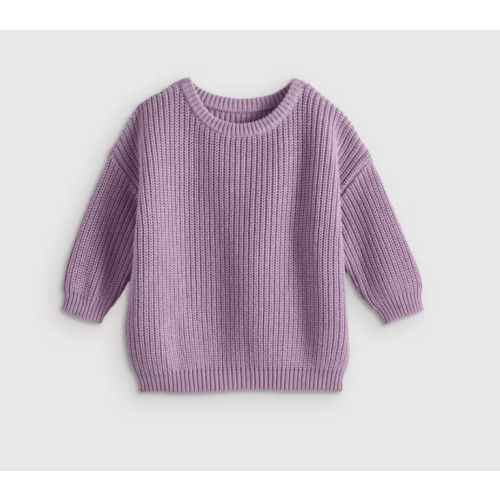 100% Organic Cotton Fisherman Tunic Sweater  in Lavender Mist
