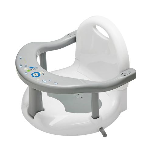 Foldable Baby Bath Seat - Non Slip Bathtub Chair for Sitting Up, Wrap-Around Seat with Suction Cups for 6-18 Months (Grey White)