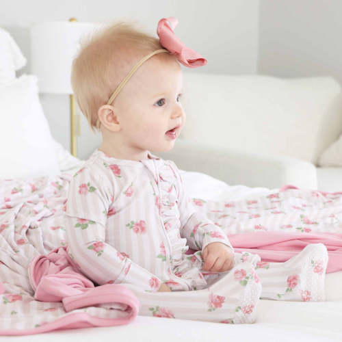 Rosy & Cozy Ruffle Zipper Footie in 0-3 months