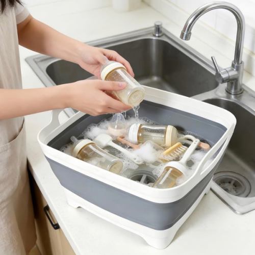 FOSJGO Collapsible Dish Basin with Drain Plug