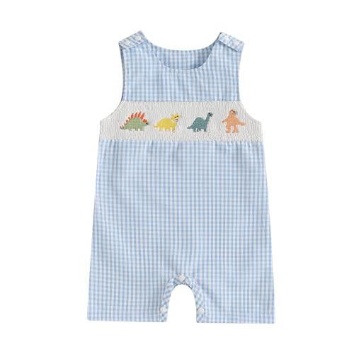 Ayalinggo Toddler Western Baby Boy Clothes Horse Riding Embroidery Smocked Jumpsuit Sleeveless Romper Spring Summer Outfit