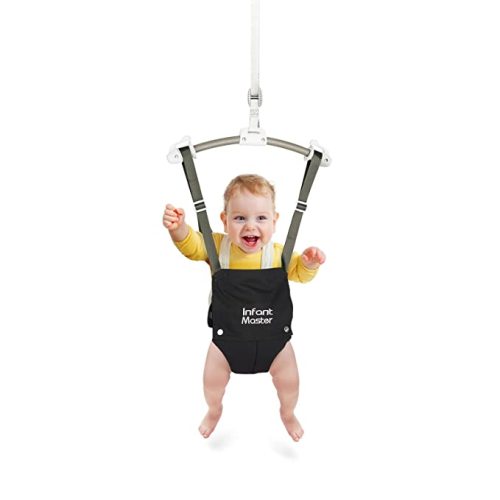 Infant Master Baby Doorway Jumpers, Sturdy Johnny Jumper Adjustable 10.8"-23.6" Strap, Soft Baby Johnny Bouncer w/Seat Bag, Protable Doorway Jumper and Boucer for Baby, Ideal Gift for Infant - Black