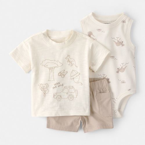 Baby Boy Carter's 3-Piece Into The Wild Short Sleeve Top & Shorts Set