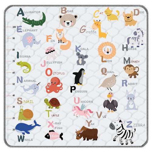FUGWU Baby Play Mat for Floor, Fits 47x47 Playpen, Non-Slip & Soft Crawling Mat for Infants (Animal Alphabet)