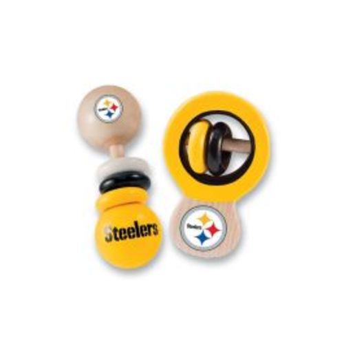 Pittsburgh Steelers Real Wood Baby Rattle Set