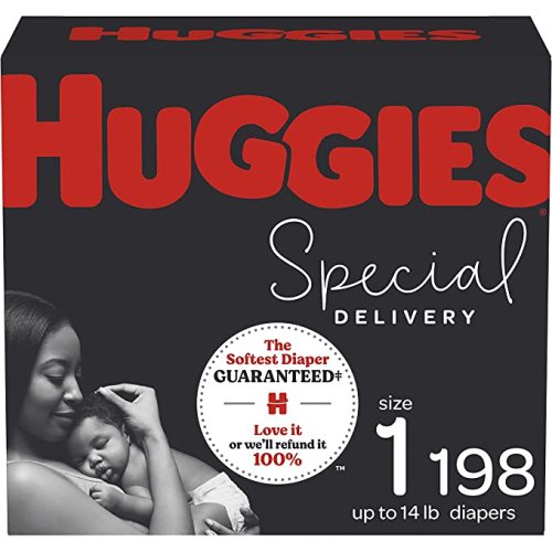 Hypoallergenic Baby Diapers Size 1, 198 Ct, Huggies Special Delivery, Softest Diaper, Safe for Sensitive Skin - Size 1 (198 Count)