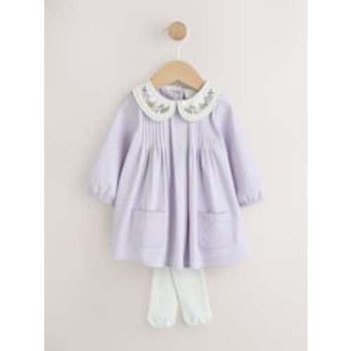 Buy Purple Woven Collar Baby Dress with Tights (0mths-2yrs) from Next USA