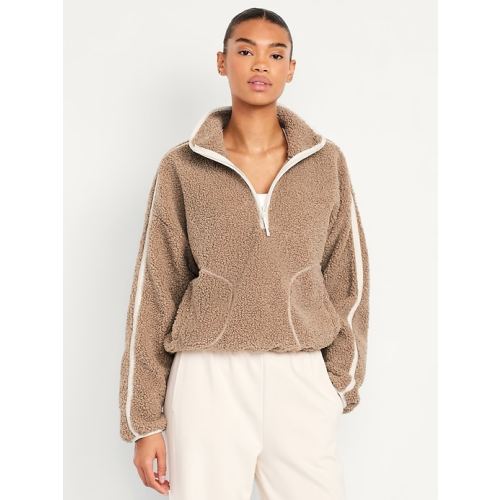 Loose Sherpa Quarter-Zip Pullover