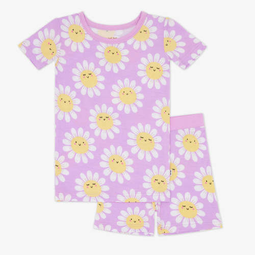 Flower Power Two-Piece Short Sleeve & Shorts Pajama Set - Little Sleepies
