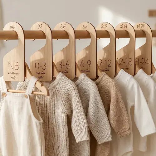 Beautiful Wooden Baby Closet Dividers Set of 7 - Newborn to 24 Months