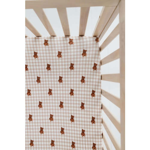 Teddy Gingham Crib Sheet