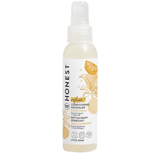 The Honest Company Conditioning Hair Detangler, Tear-Free, Hypoallergenic, Leave-In Conditioner and Fortifying Spray, Citrus Vanilla Refresh, 4 fl oz
