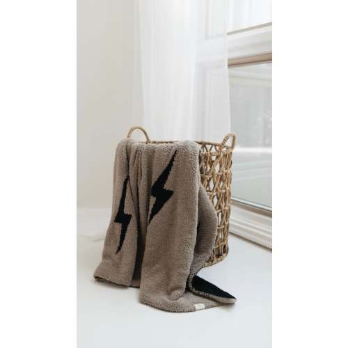 Plush Blanket | Brown Lightning Bolt – forever french baby