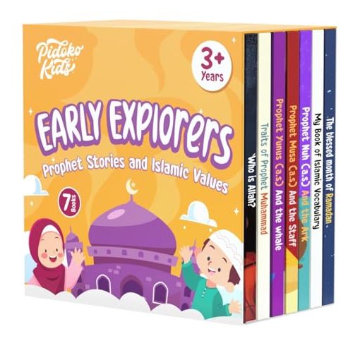Pidoko Kids Islamic Books for Children - Set of 7 - Prophet Stories, Ramadan, Islamic Vocabulary and More - for 3+ Year Olds
