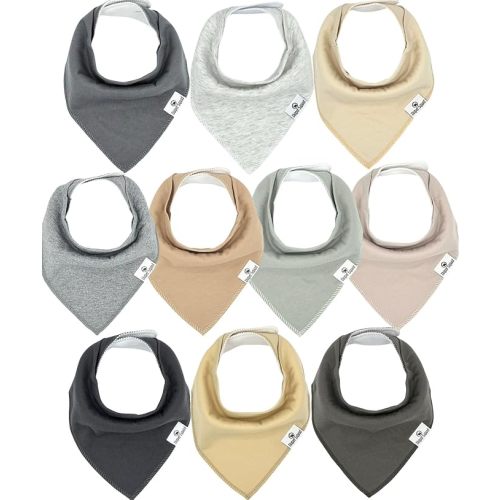 Diaper Squad 10-Pack Organic Cotton Baby Bibs for Baby Boy, Girl