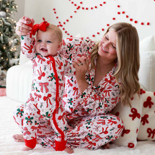 Christmas Bamboo Convertible Zip Rompers