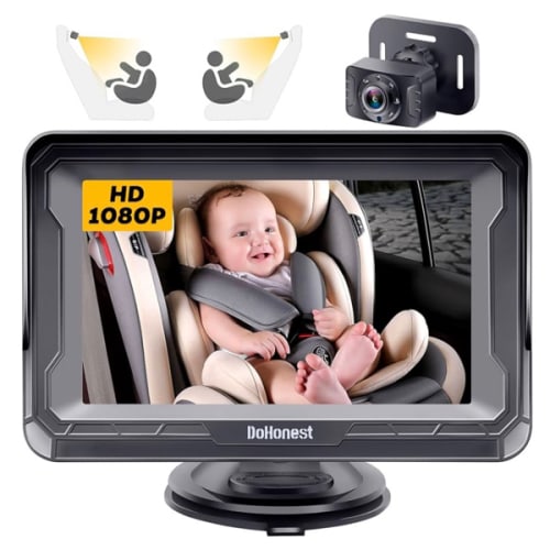 DoHonest Baby Car Camera HD 1080P - Rear-Facing Car Baby Monitor with Night Vision, Adjustable View Angle, Easy Setup, Anti-Glare Display, Safety for Kids & Infants