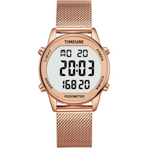 Women's Step Counter Pedometer Watch with Stainless Steel Bracelet, Stylish Design, No App, No Charging Needed for Step, Calorie, Distance, Alarm, Countdown Timer，TU-2401